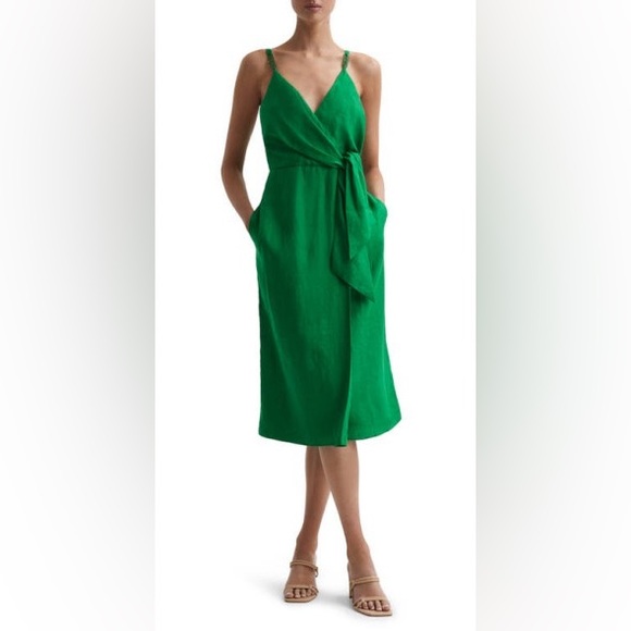 NWOT Reiss Esme Linen Sheath Dress in Green Size 6 - Picture 2 of 12